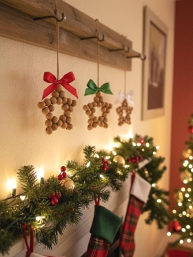 3lü Ahşap Dekoratif Makrome Yıldız Yılbaşı Ağaç Duvar Süsü