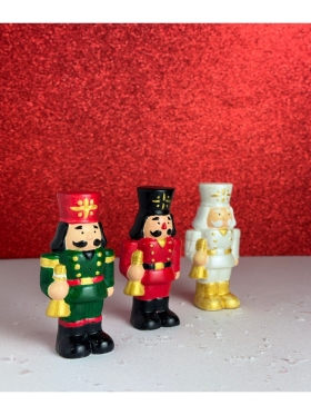 3'lü Set Yılbaşı Dekoru Fındık Kıran Kurşun Asker Nutcracker Yeni Yıl Biblo