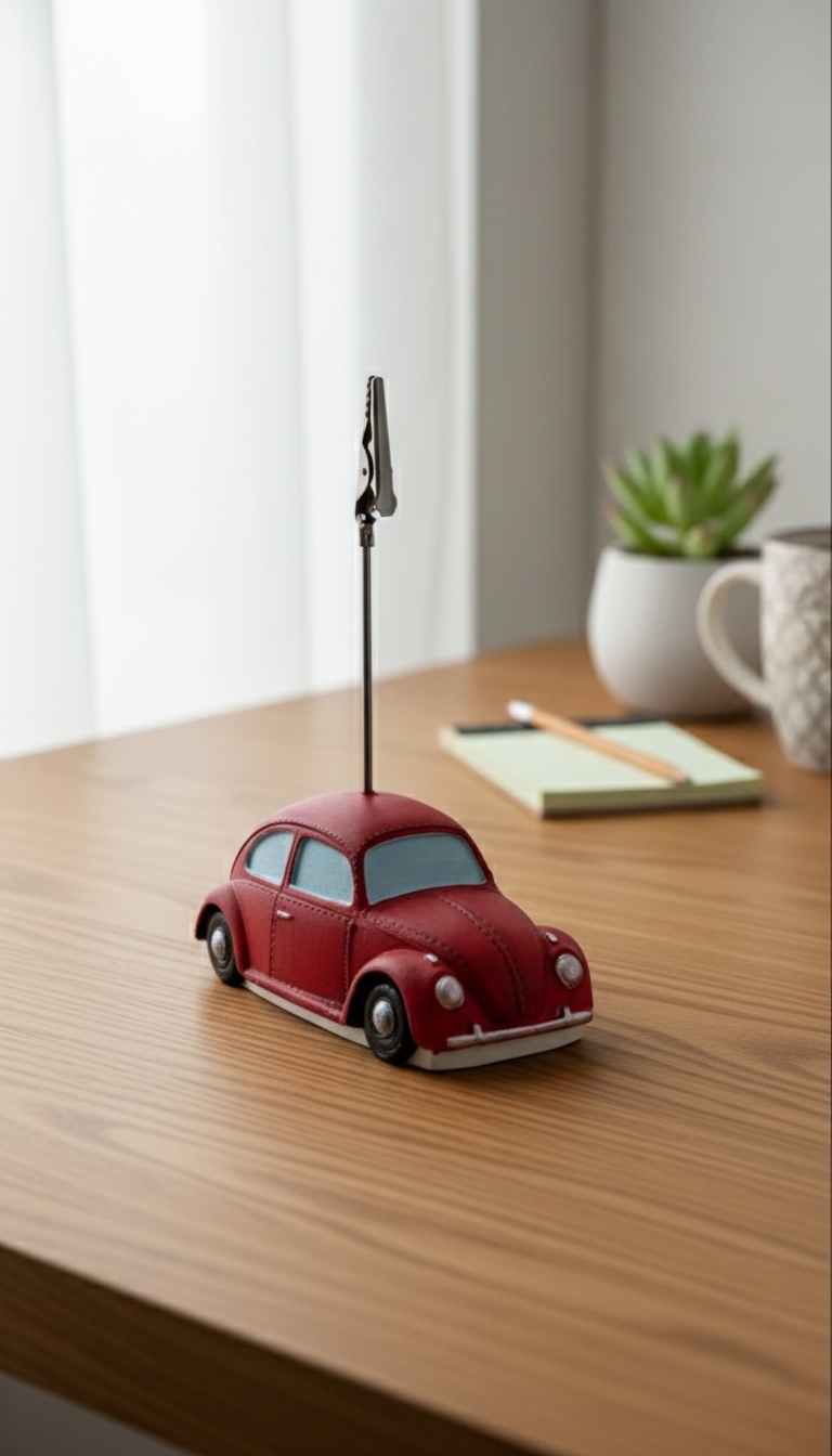 Kırmızı Araba Vintage VW Beetle Vosvos Fotoğraf Not Tutucu Erkeğe Hediye Fikri Biblo Ofis Hediyesi-868-Large