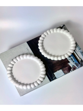 Modern Beyaz Bubble 2’li Dekoratif Beton Tabak Takı Tabağı Bardak Altlığı