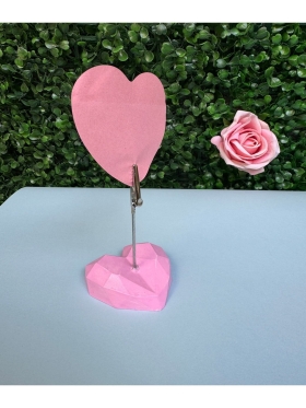 Pembe Kristal Kalp Fotoğraf Tutucu Not Tutucu
