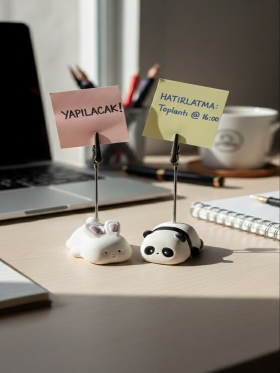 Sevimli Tavşan ve Panda 2li Not Tutucu Ofis Hediyeleri Fotoğraf Tutacağı