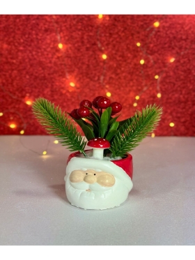 Yeni Yıl Noel Baba Yapay Çiçek Kokina Yılbaşı Dekorasyonu Saksı